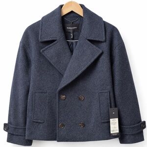 ✨ BCBG MAXAZRIA Navy Wool Blend Peacoat Jacket – Size Small (NWT)